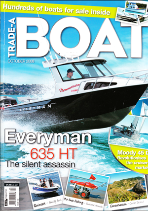 Everyman 635 Hard Top on the cover of Trade-A-Boat magazine, October 2008